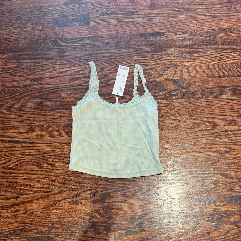 Urban Outfitters Lace-Trim Ribbed Camisole in Light Sage